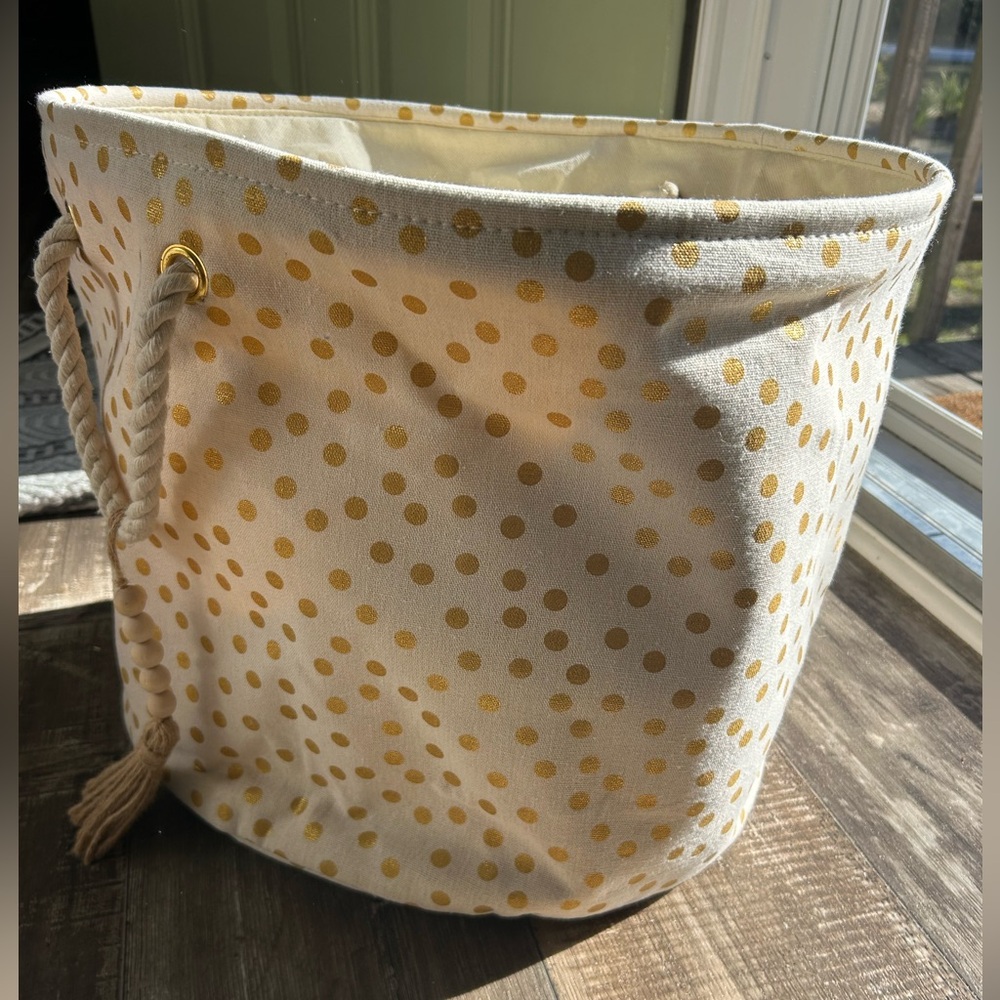 Large Polka Dot Canvas Storage Basket